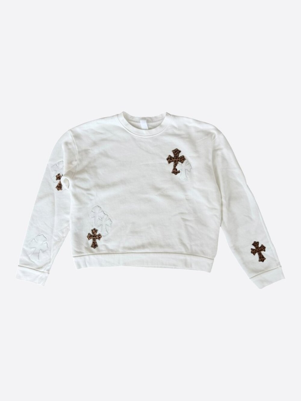 Chrome Hearts White & Leopard Cross Patch Sweater